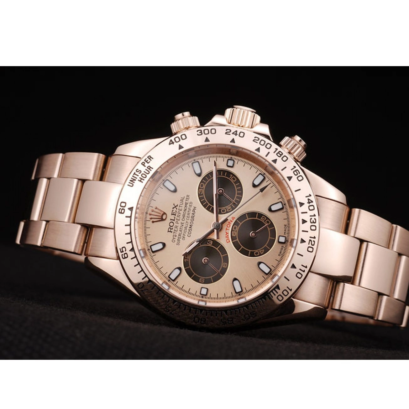 Good copy rolex watches Daytona Rolex Bezel Gold Rose Dial Gold Plated Steel Rose Stainless 0707